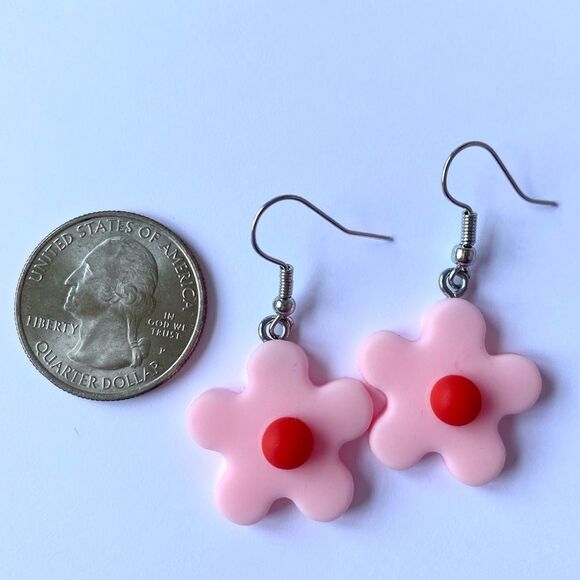 Pink Flower Earrings - Picture 3 of 3